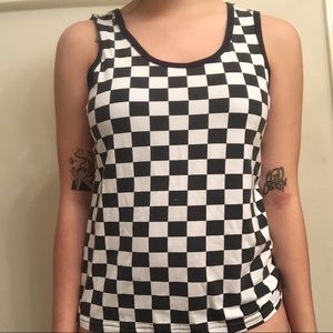 black and white checkered tee